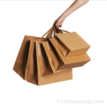 Poignées Sac en papier kraft marron avec logo imprimé